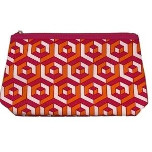 Jonathan Adler | Orange & Pink Geometric Pattern Cosmetics Bag Pouch Zip Top